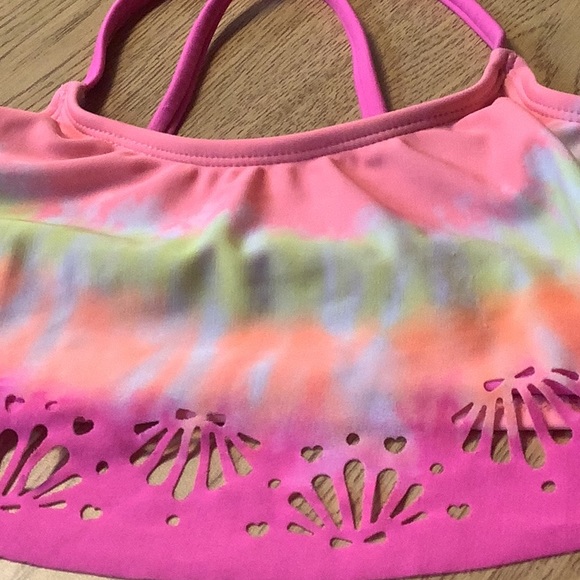 Swim top by CAT & JACK tied dyed bikini top vibrant colorful cut outs 10… - Picture 3 of 6